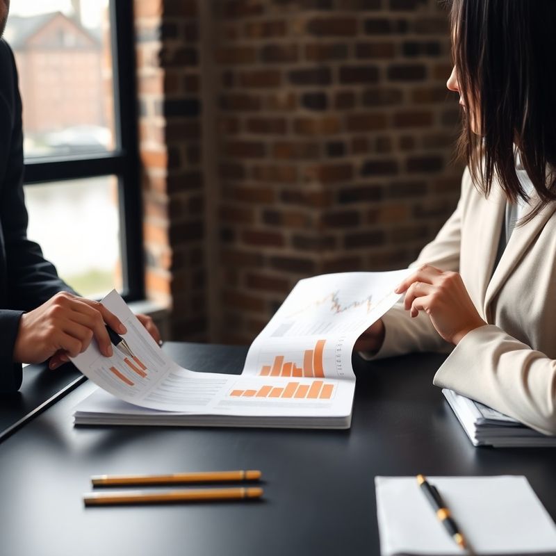 Close-up van twee professionals die een financieel rapport doornemen